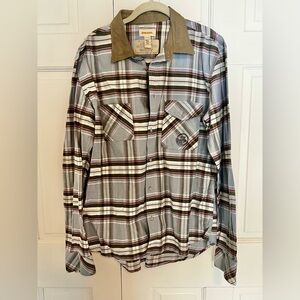 Diesel Slim Fit Plaid Button-Up Shirt Men’s XXL Light Blue 100% Cotton